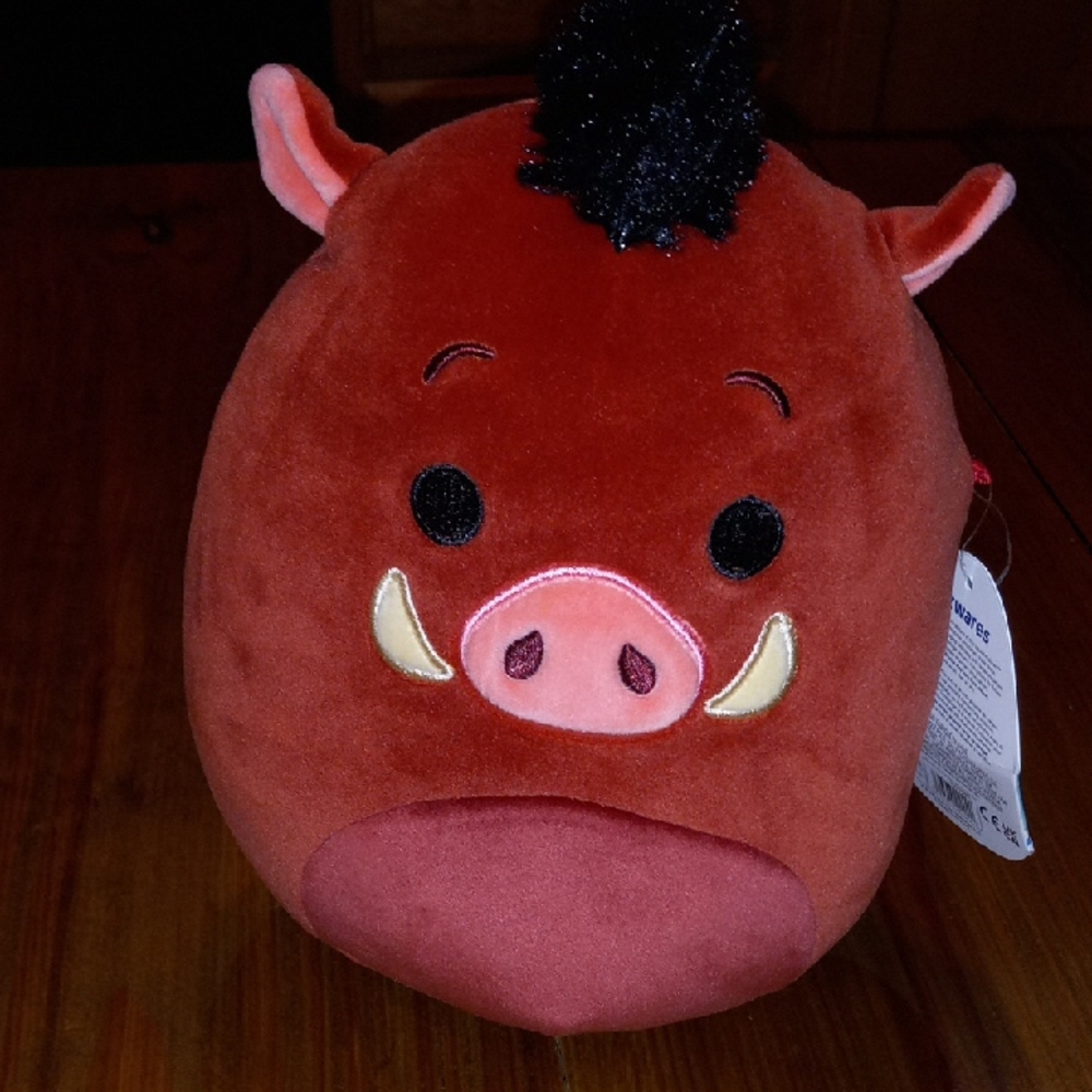 NWT Disney Pumba Squishmallow Tag - Brown, Pink, Black